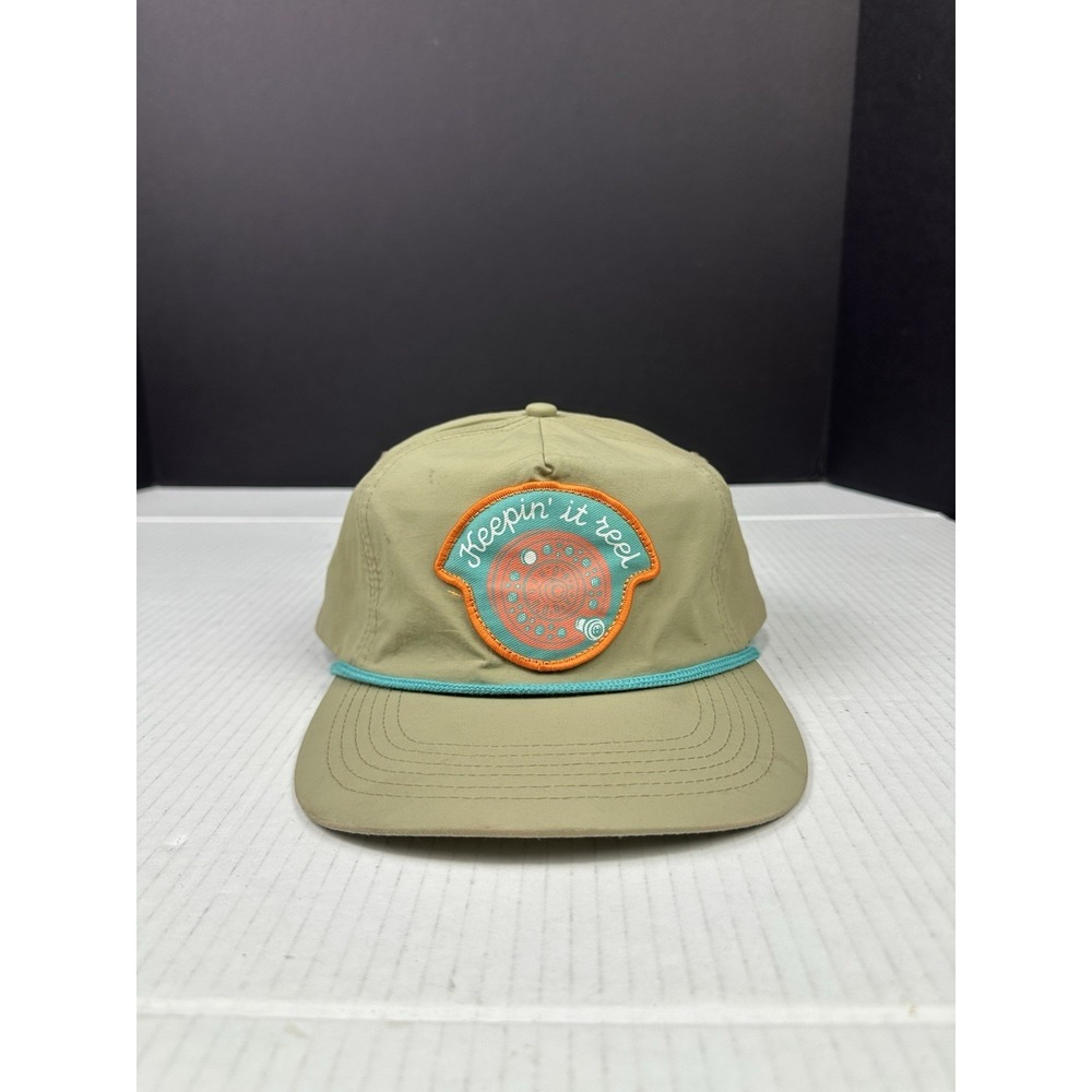 Sendero Provisions Co Keepin It Reel Beige Teal Nylon Snapback Adjustable Hat - Picture 2 of 6